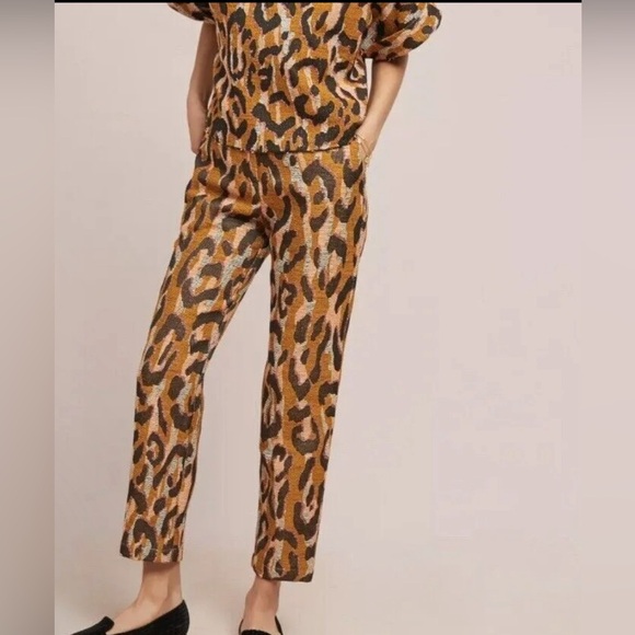 Anthropologie 34N 118W Leopard Trousers Animal Print Pants size 2 - Picture 1 of 6
